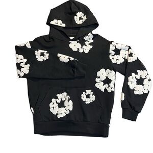 Black and White Floral Hoodie